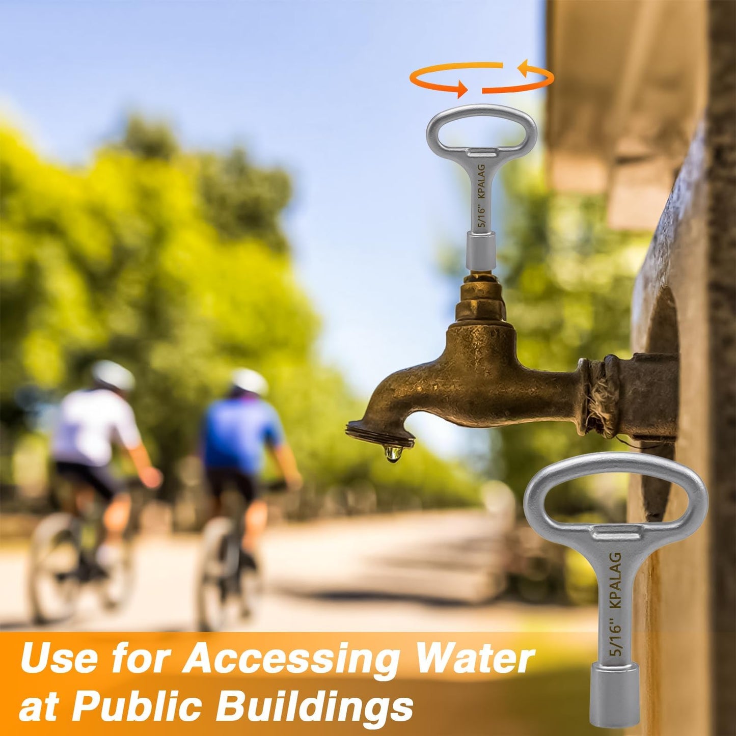 KPALAG Upgraded Stainless Steel 5/16'' Square Hydrant Key, Sillcock Water Key, Shut Off tool for Wall Hydrant Water Spigot and Outdoor Hose Faucet Valve, Replace# 80132