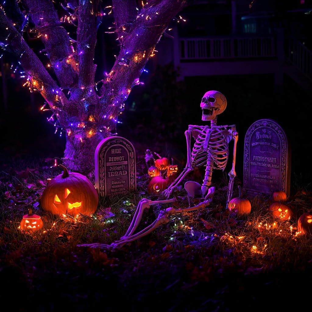 1000 LED Halloween String Lights 328FT - Waterproof Outdoor & Indoor Decor with Remote, 8 Modes - Purple & Orange for Parties & Yard