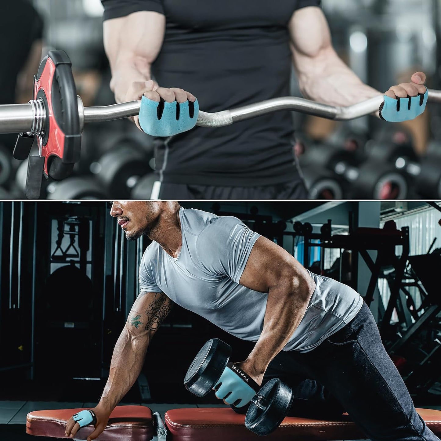 Minimal Workout Gloves - Short Micro Weight Lifting Grip Pads with Full Palm Protection for Men & Women