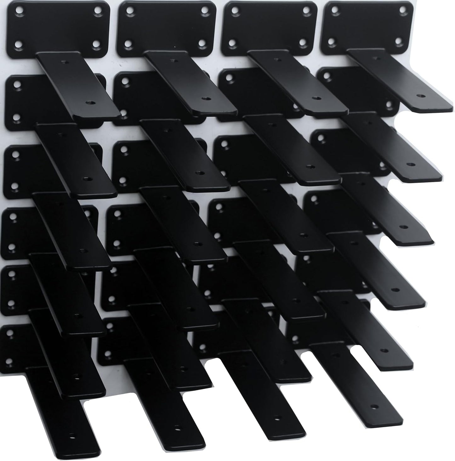 10-Inch Black Iron Floating Shelf Brackets - 12 Pack Rustic Industrial Support
