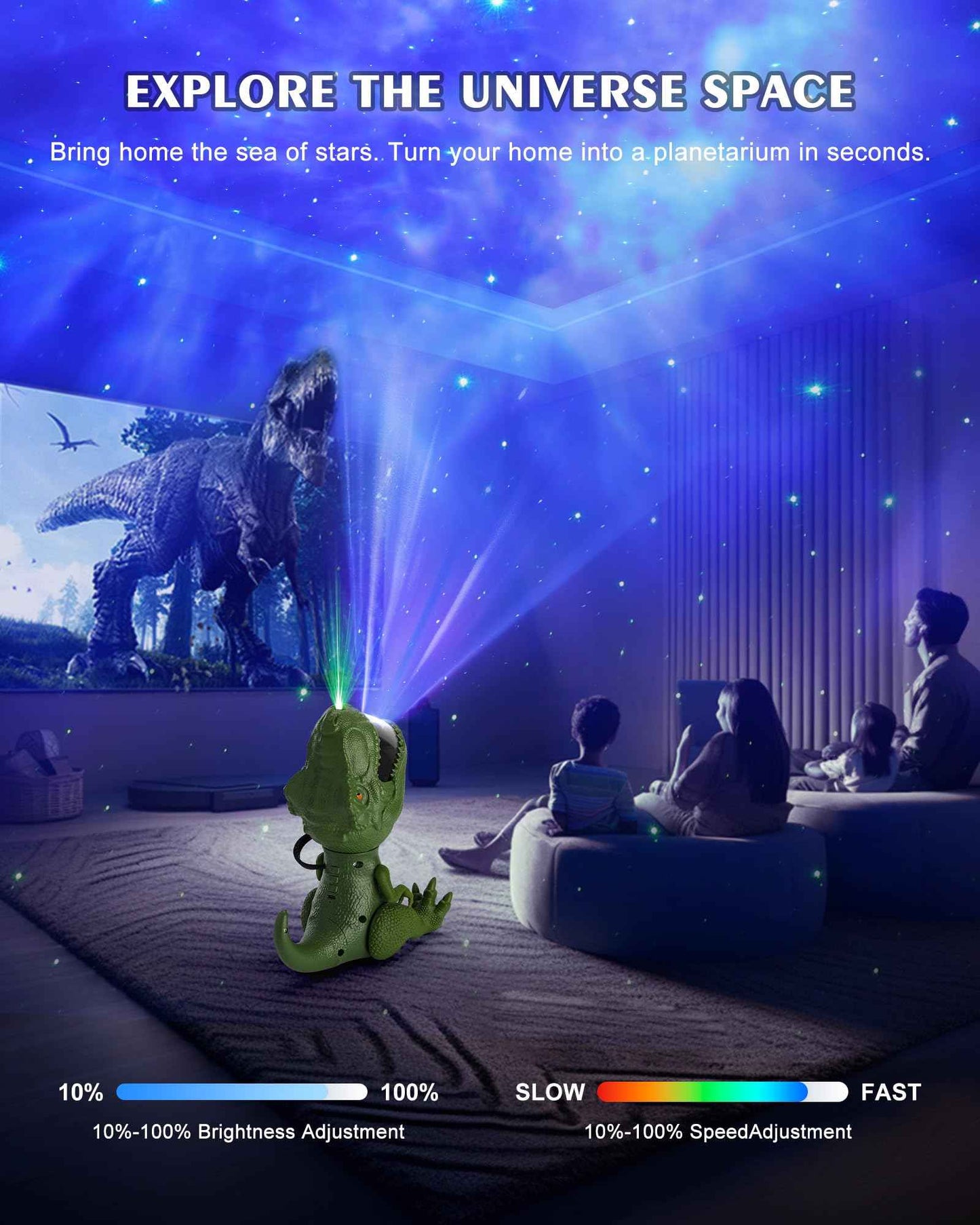 Dinosaur Star Projector Night Light: Galaxy Projector Light for Kids Bedroom Ceiling Decor (Green)