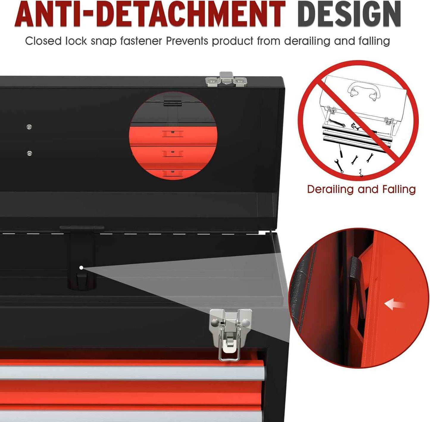 Portable Pink 3-Drawer Steel Tool Box with Locking System for Tool Storage