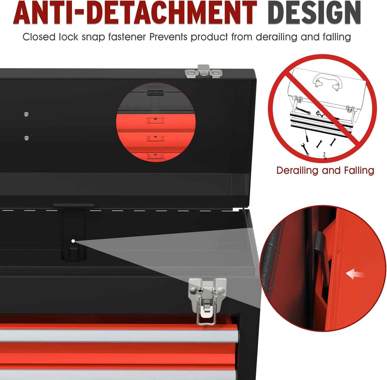 Portable Pink 3-Drawer Steel Tool Box with Locking System for Tool Storage