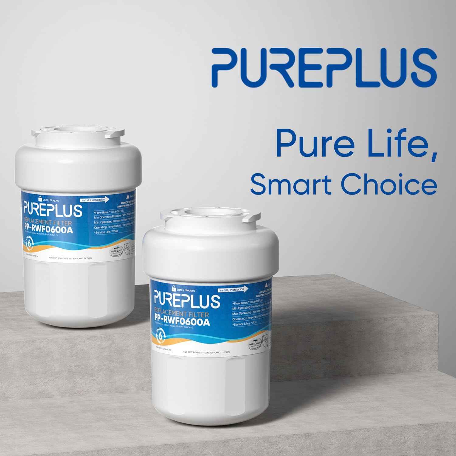 PUREPLUS PRO Refrigerator Water Filter Replacement - NSF Certified 3-Pack for HDX FMG-1, PL-100, WFC1201