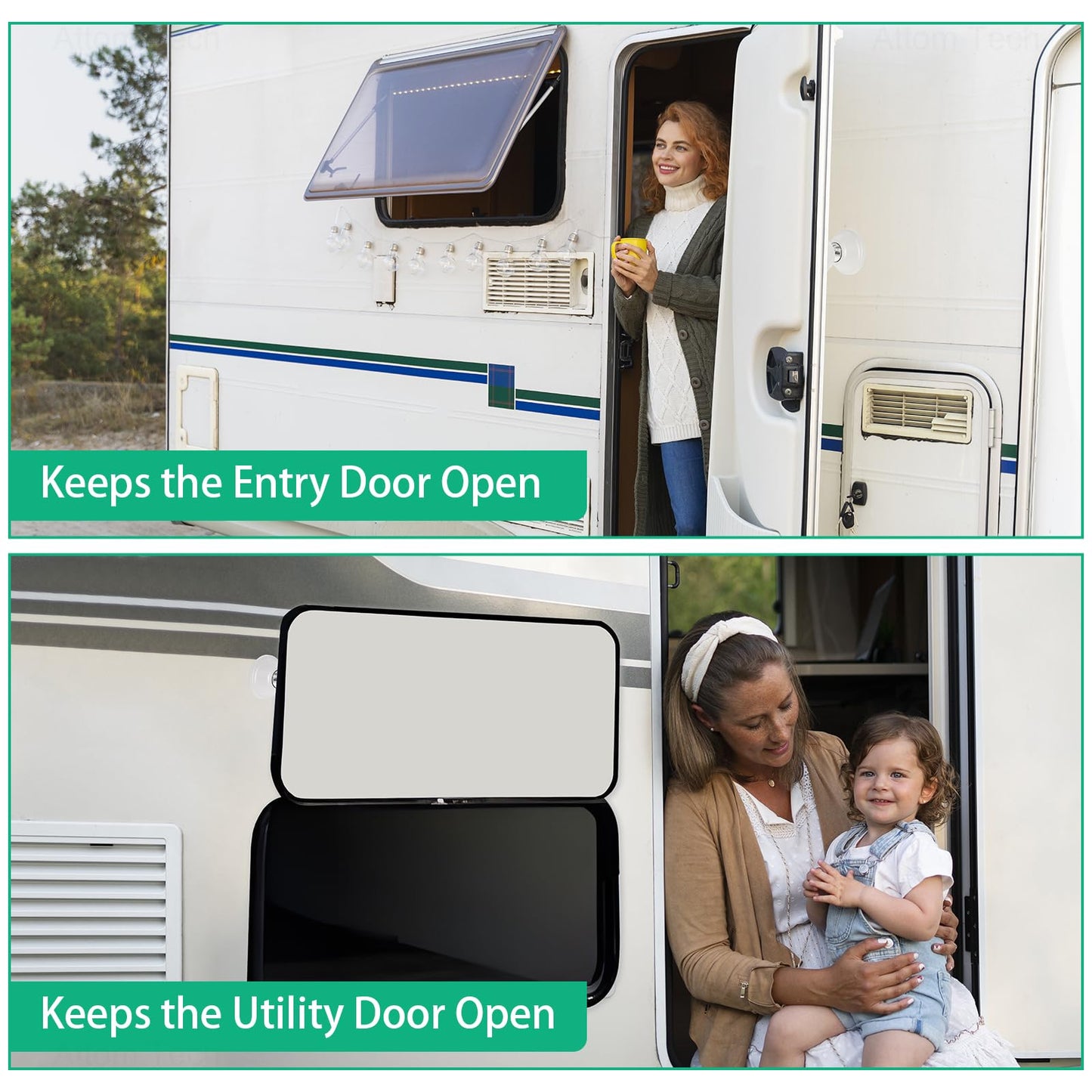 NiHome RV White Magnetic Door Stop for Door Holding & Stopping, Easy Install Non-Obtrusive Design, Flexible Mounting Options for RV, Older Homes & Uneven Doors, Protects Walls(2PCS)