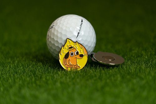 Play and Repeat This is Fine Meme Golf Ball Marker with Magnetic Hat Clip - Funny Golf Gift for Men, Kids - Golf Accessories and Gifts