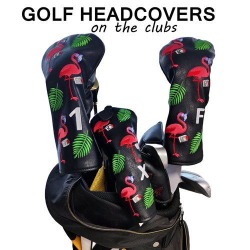 Flamingo Golf Club Headcover 3 Wood Head Cover Golf Premium(PU Leather Fairway Wood Head Cover Gift for Men (1pc (for Fairway))
