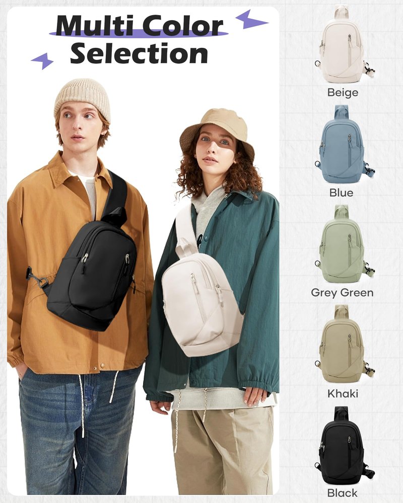 SEAFEW Small Black Sling Crossbody Bag for Men Women, Tactical Backpack Shoulder Daypack Mini Anti-Theft Motorcycle Chest Bags, Small One Strap Backpack for Casual Travel Hiking Outdoor Sports