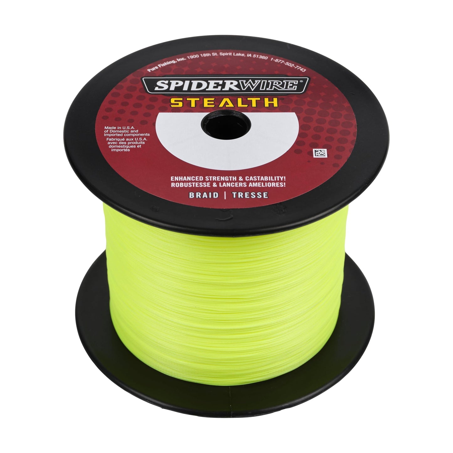 SpiderWire Stealth® Superline, Hi-Vis Yellow, 65lb | 29.4kg, 1500yd | 1371m Braided Fishing Line, Suitable for Freshwater and Saltwater Environments