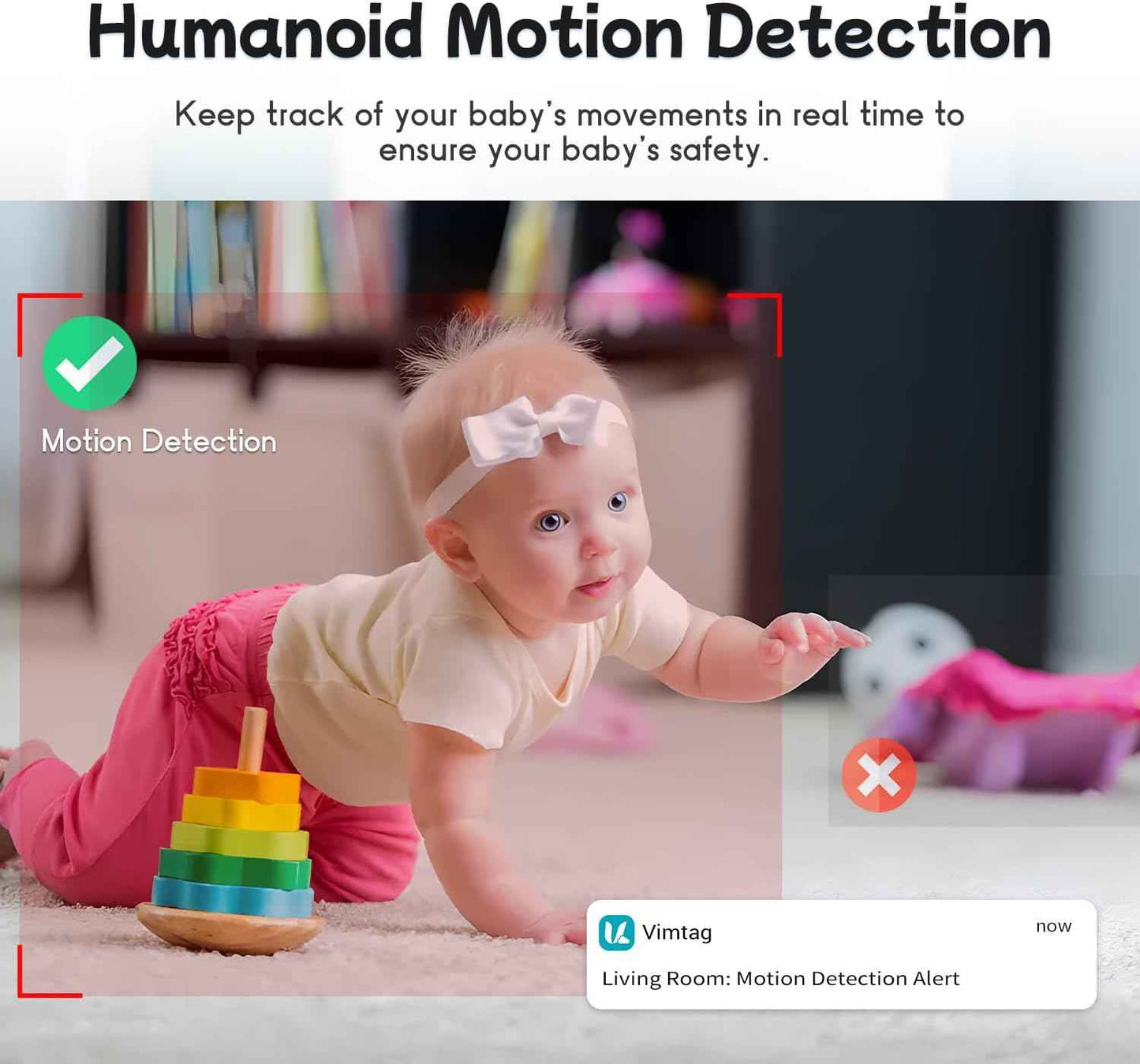 VIMTAG 2.5K Indoor Security Camera with 360° Pan & 2-Way Audio - Pet & Baby Monitor with AI Detection & Night Vision