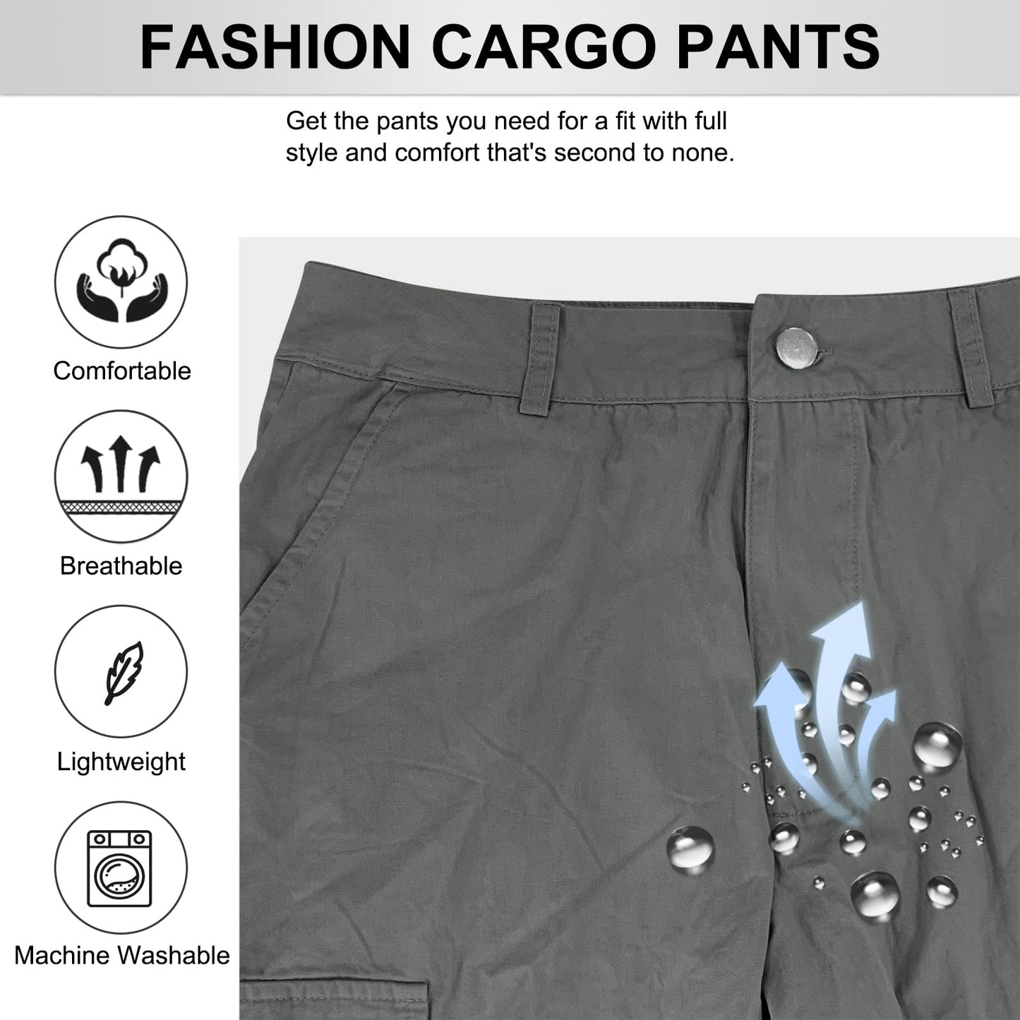 SDNGED Women's High Waisted Cargo Pants Travel Y2K Streetwear Baggy Stretchy Pants with Pockets Drawstring Ankle Cuffs Dark Grey