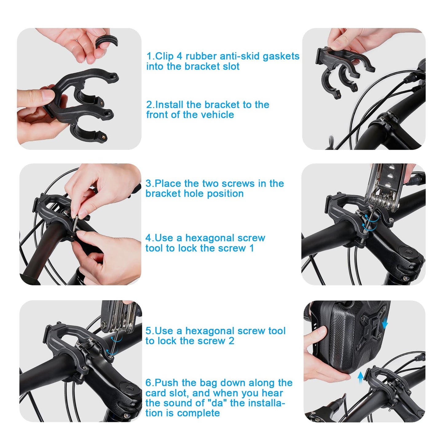 WILD MAN Scooter bag Bike Bag Waterproof Storage Scooter Handlebar bag Front EVA Hard Shell Bike Frame Bag(Black)