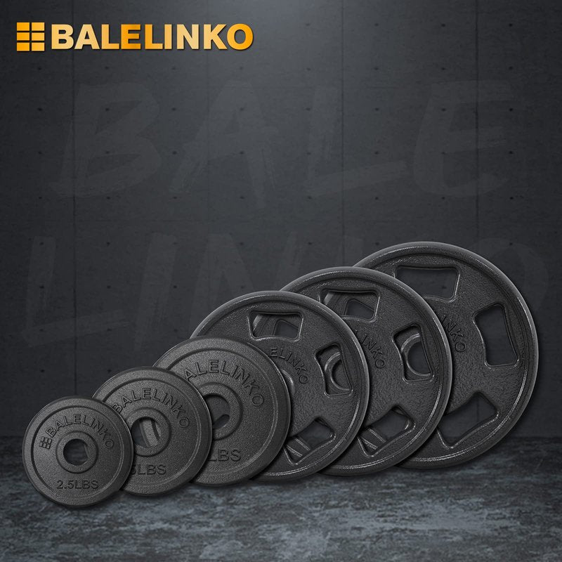 Balelinko Cast Iron 2-Inch Olympic Grip Plate Weight Plate for Strength Training, Weightlifting and Crossfit in Single, 45LB, Black