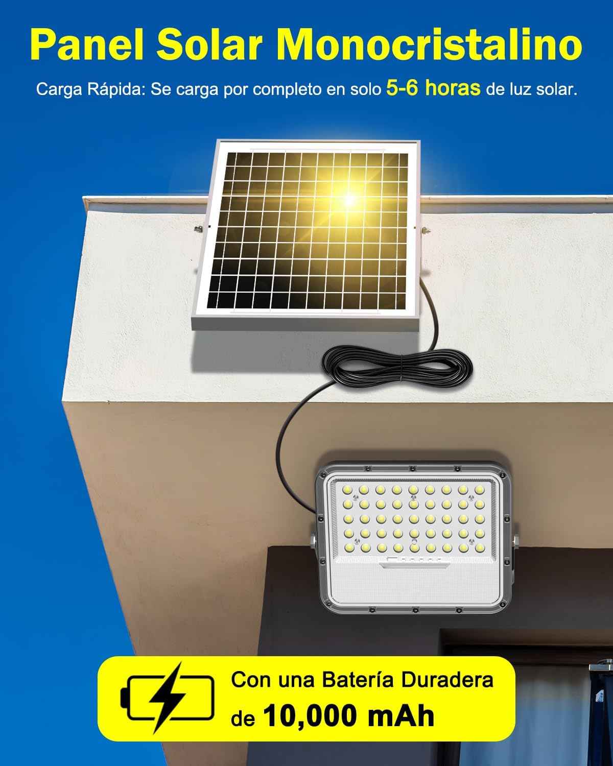 3000LM Solar Security Flood Light with Remote Control - IP65 Waterproof, Auto On/Off Dusk to Dawn, 10000mAh Battery for Outdoor Wall, Porch, Shed, Barn