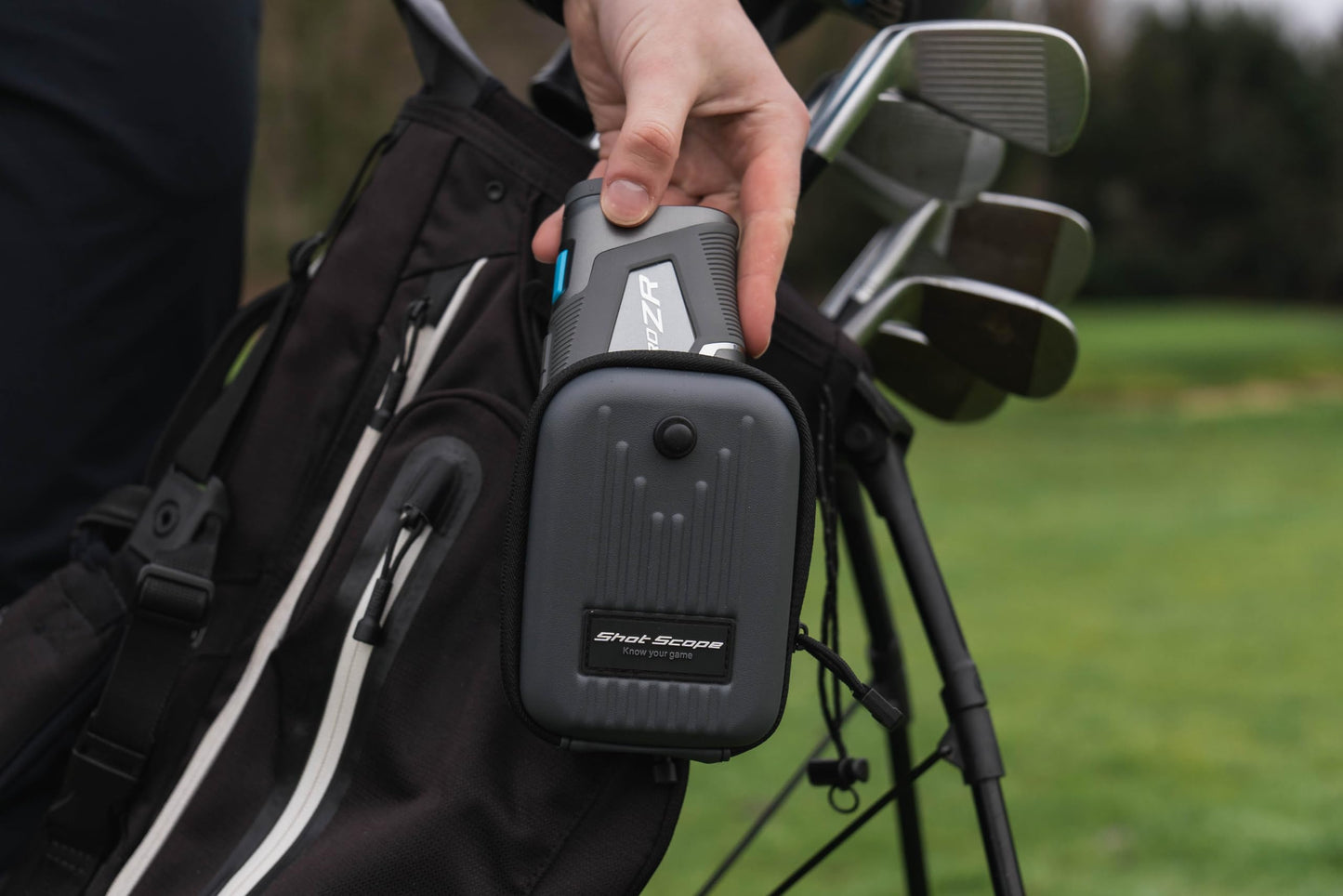 Shot Scope PRO ZR Golf Laser Rangefinder with a DuraShield Hardshell and Cart Magnet