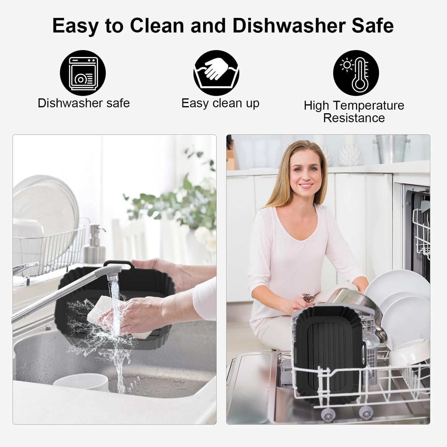 Masgarlan Silicone Air Fryer Liners 2 Pack, Reusable Compatible for Ninja Foodi DZ201, DZ401, DZ550, DZ302, COSORI 9QT, Chefman, Instant, and 6-in-1 8-10QT Dual Baskets