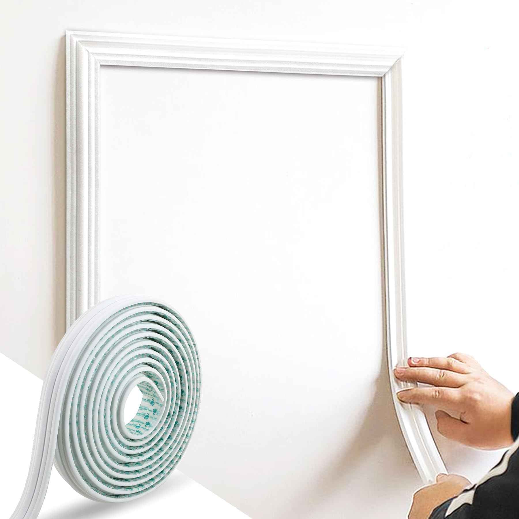 Trimold 118" x 1.5" Lightweight Peel and Stick Chair Rail Molding, Flexible Accent Wall Trim for Home Decoration & Protection