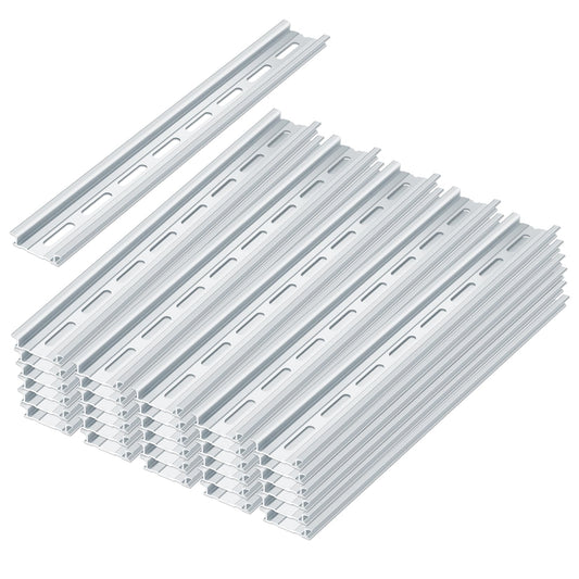 VAMRONE 30 Piece Aluminum DIN Rails, 8 Inches Long, 35mm Wide, 7.5mm High, Top Hat Slotted DIN Rail with RoHS