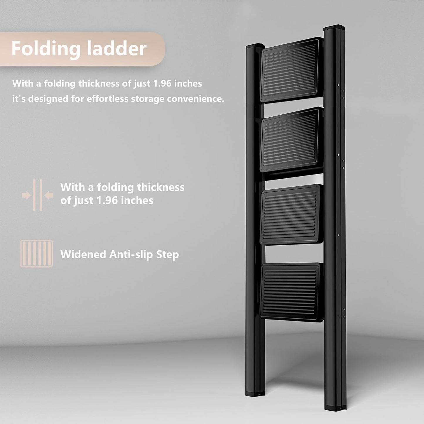 3-Step Folding Ladder - Sturdy 330 lbs Capacity Step Stool with Anti-Slip Pedals for Home & Office