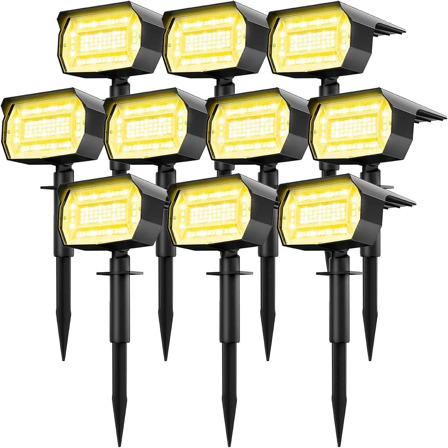 10 Pack Solar Spot Lights - Waterproof IP67 Landscape Flood Lights with 72 LEDs, 3 Modes, Auto On/Off for Garden, Lawn, Patio & Driveway (Cool White)