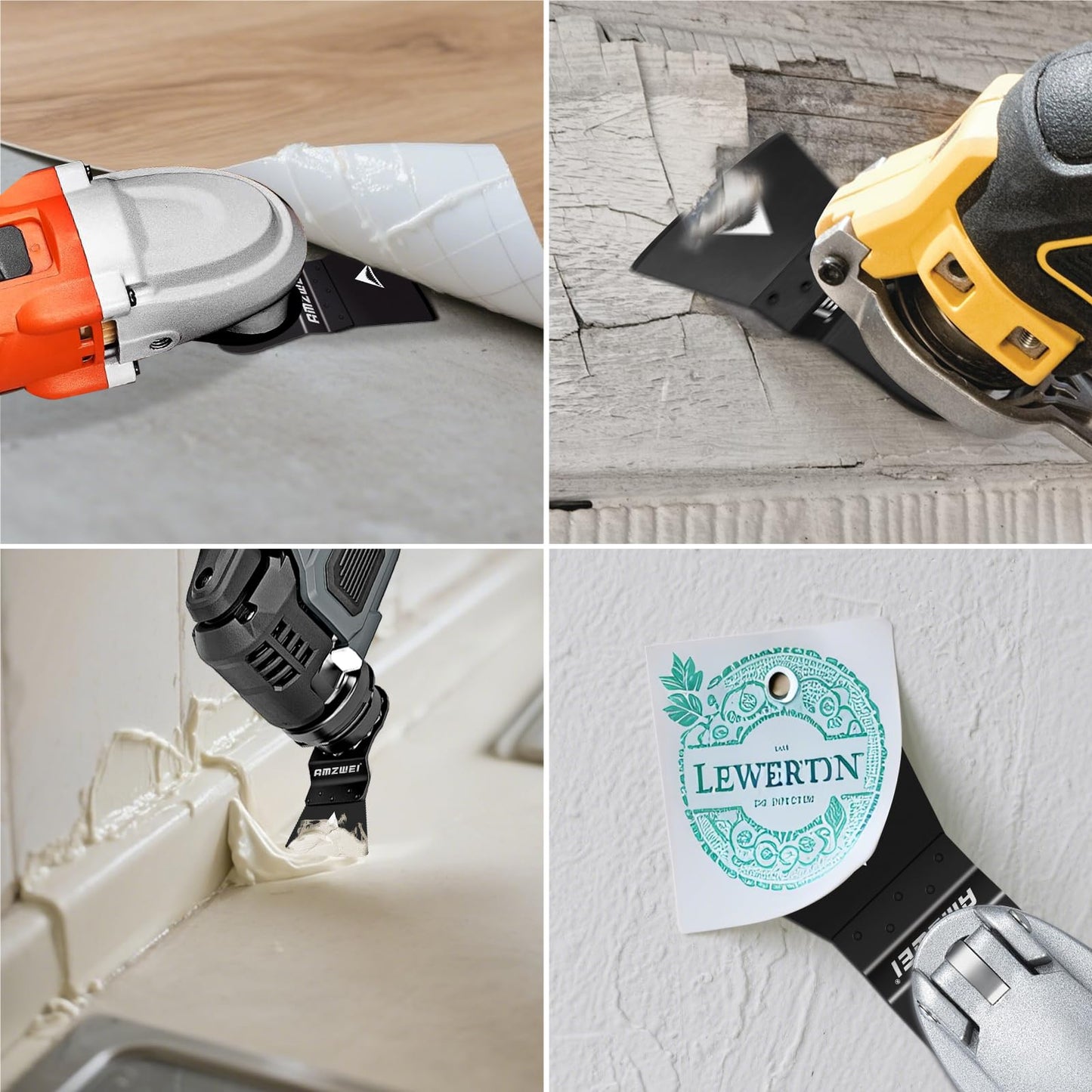 AMZWEI 8PCS Oscillating Tool Scraper Blades,HCS Caulk Remover Tool Blades for Vinyl Flooring,Paint,Carpet,Tile Adhesives, Compatible with Dewalt Milwaukee Dremel, Ryobi, Rockwell