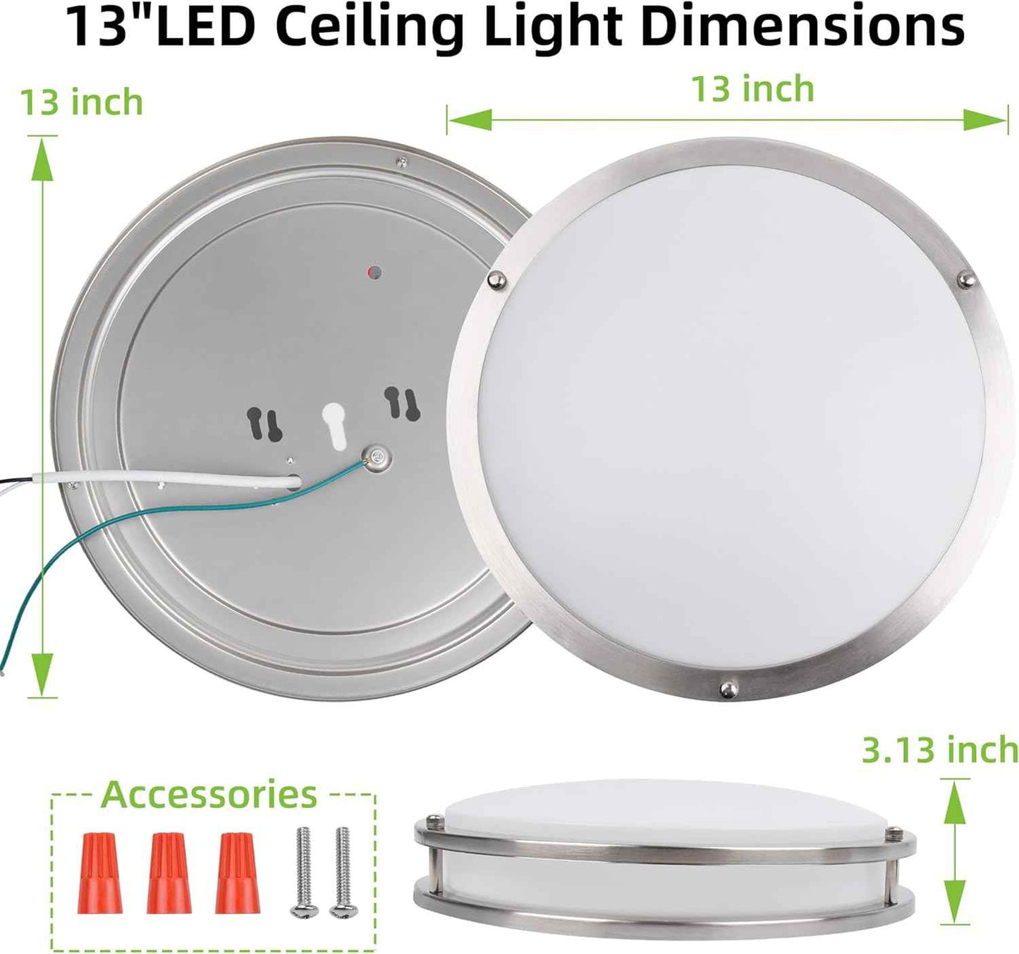 Adjustable 13-Inch Gold LED Flush Mount Ceiling Light Fixture - Dimmable 2700K-5000K for Hallway, Bathroom & Kitchen (2-Pack)