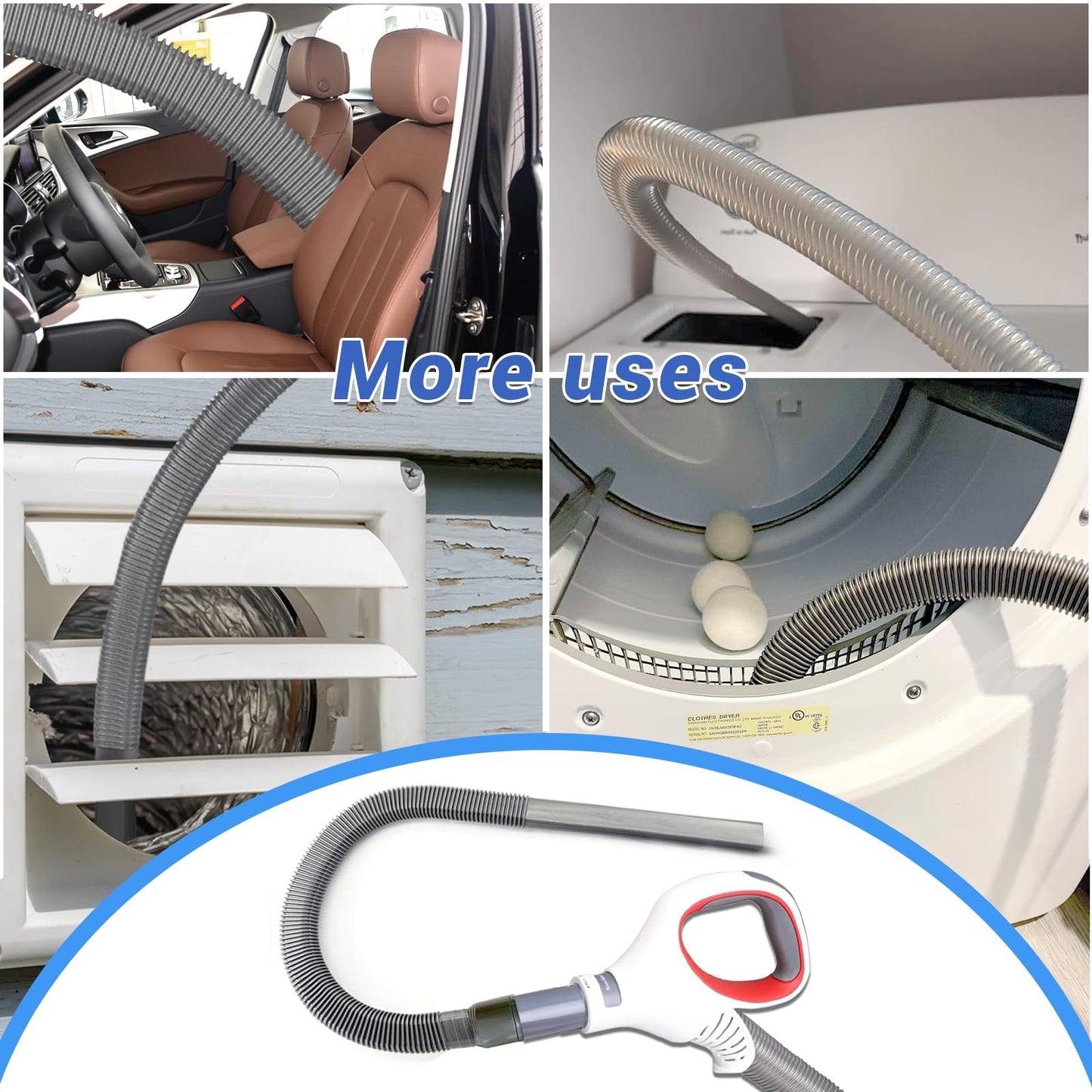 Dryer Vent Cleaner Kit for Shark NV350, NV351, NV352, NV353,NV360,NV500, NV501 Vacuum Attachment with Dryer Lint Brush and Hard Bristle Crevice Brush for Dryer Vent Replacement Parts