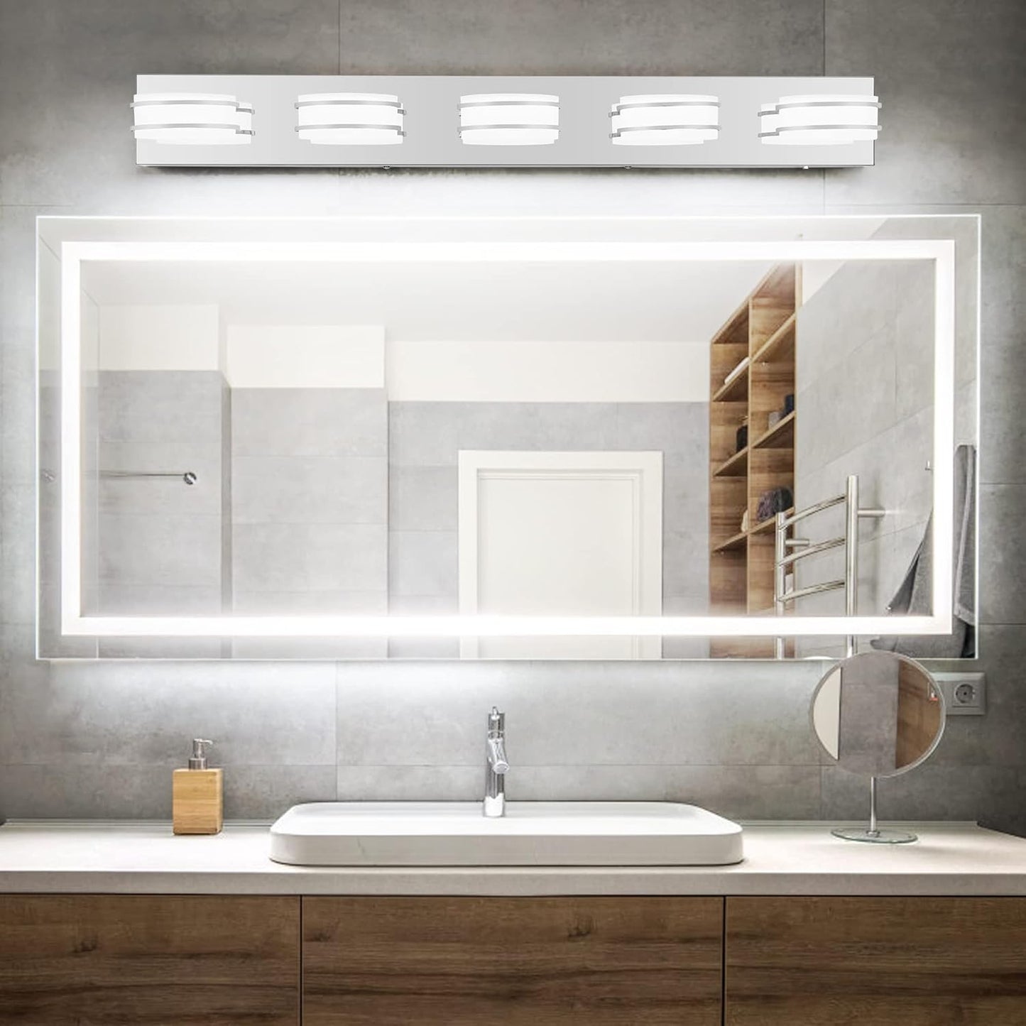 LED Chrome 3-Light Dimmable Bathroom Vanity Light Fixture - Modern Acrylic & Stainless Steel Over Mirror Lighting