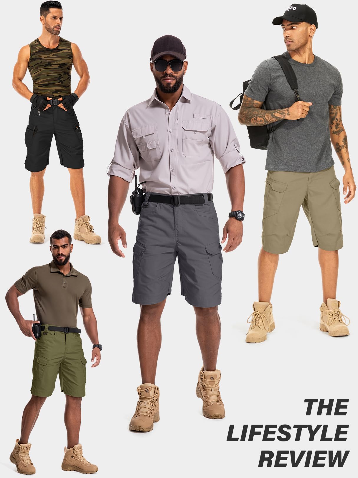 Jessie Kidden Mens Tactical Shorts Stretch Outdoor Cargo Shorts Wear Resistant Rip Stop Work Hiking Fishing Shorts (6223 Brown 38)