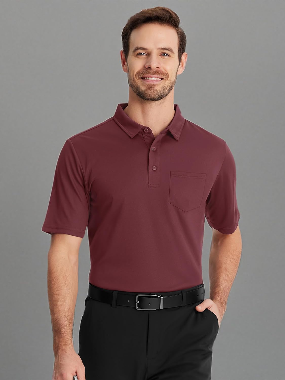 TACVASEN Men's Polo Shirt - Dry Fit Performance Golf Polo with Pocket | Casual Short Sleeve Design
