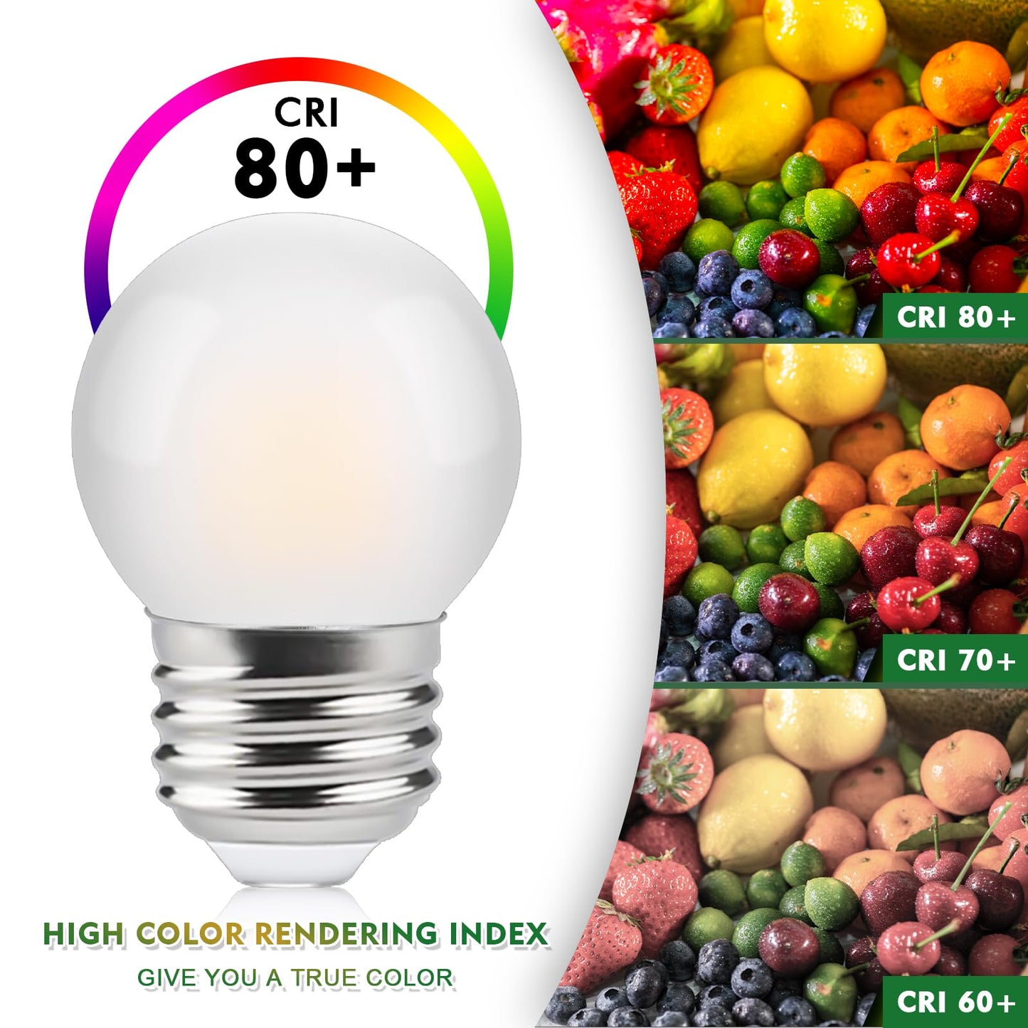 Zorykn G40 1.5W Low Wattage Led Bulb Equivalent 15 Watt, E26 Base G14 Small Low Power Light Bulb, Frosted, Warm White 2700K, 150LM, Non-Dimmable (4-Pack)