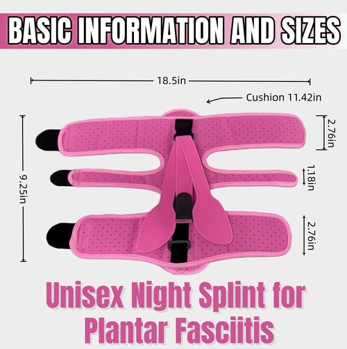 CQSMY Plantar Fasciitis Night Splint for Women & Men - Planters Facetious Relief, Upgraded Brace with 3-Point Support for Foot Drop & Achilles Tendonitis (Pink)
