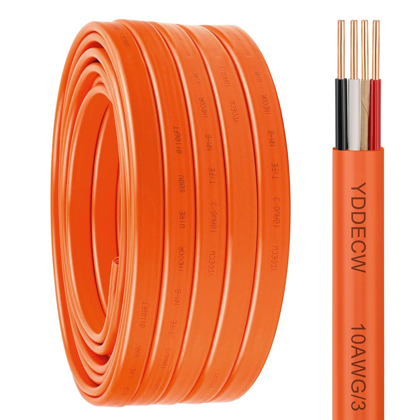 14 Gauge NM-B Wire with Ground - 50FT Pure Copper Indoor Electrical Cable for Outlets & Switches