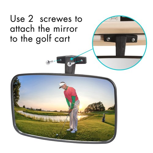 10L0L Golf Cart Mirror 9.5×7.5" Large Radian Extra Wide Panoramic Golf Cart Rear View Mirror Black Fits for Yamaha EZGO Club Car