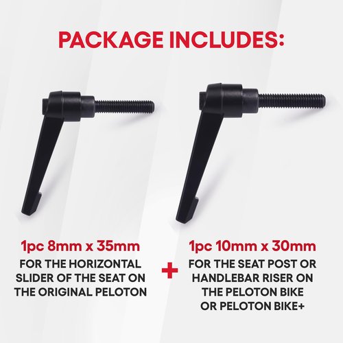 TrubliFit Replacement Seat & Handlebars Slide Adjustment Handles - L Handle for All Peloton Bikes (Original Peloton Bike & Bike+ and Cross Training Bike & Bike+) - All Metal Handles 2-Pack