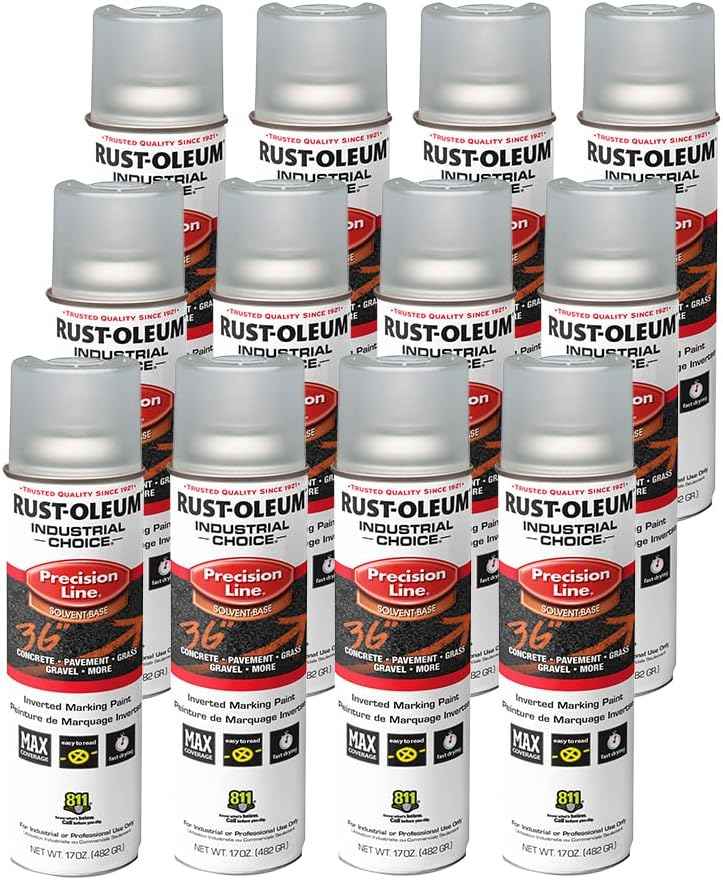 Fluorescent Orange Marking Spray Paint - Rust-Oleum 12 Pack, 17 Oz Inverted Solvent-Based