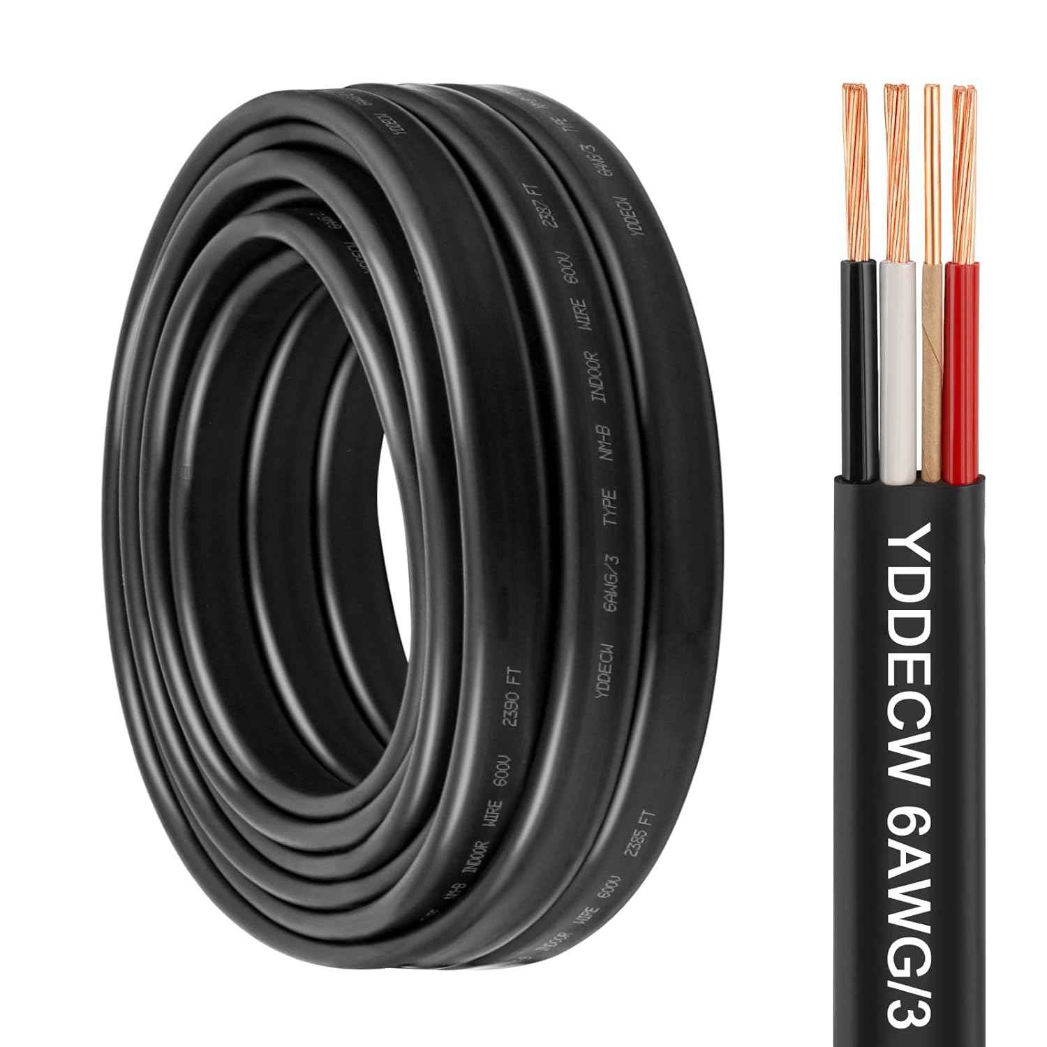 14 Gauge NM-B Wire with Ground - 50FT Pure Copper Indoor Electrical Cable for Outlets & Switches