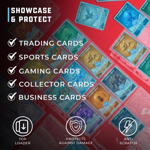 CardGuard 9-Pocket Card Sleeves | 70 Count Clear PVC-Free Protector Sheets for Pokémon, YuGiOh, MTG & TCG