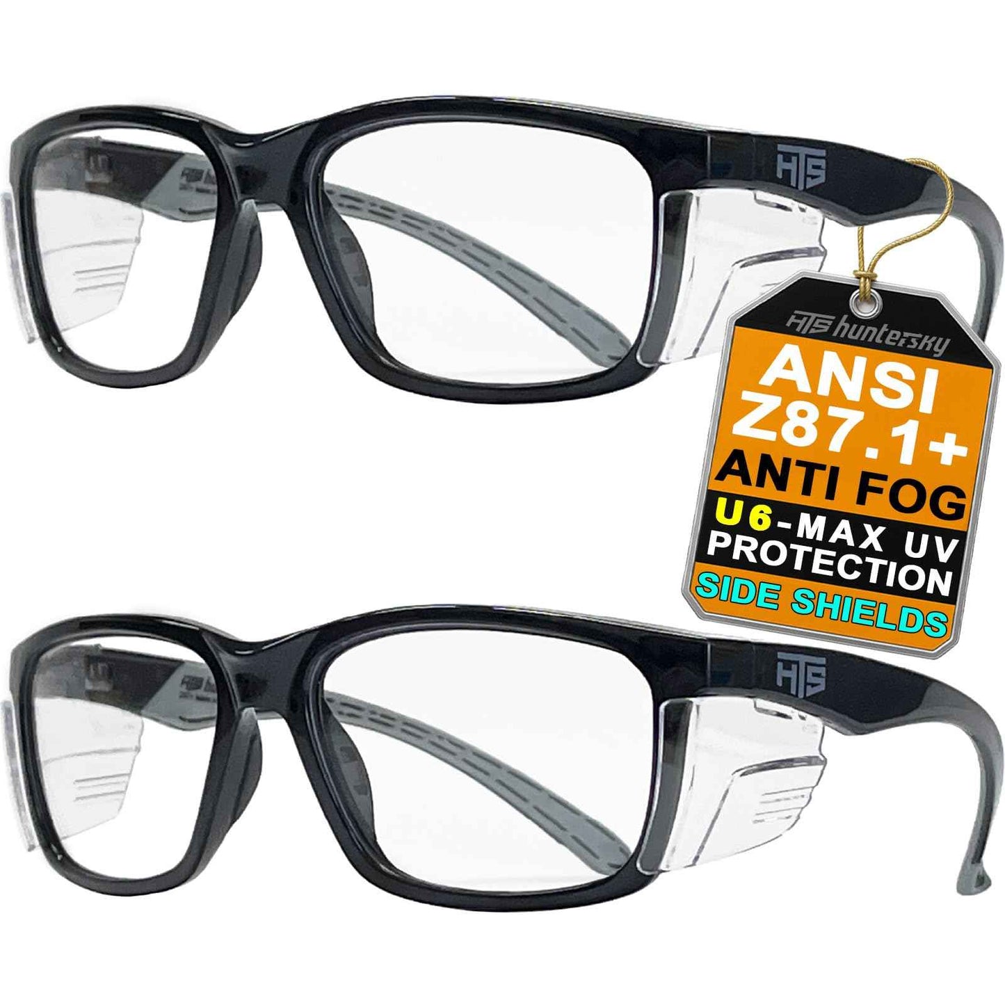 HTS HUNTERSKY E60 Anti-Fog Safety Glasses with Side Shields ANSI Z87 Eye Protection lab chemistry goggles Optical Eyeglass