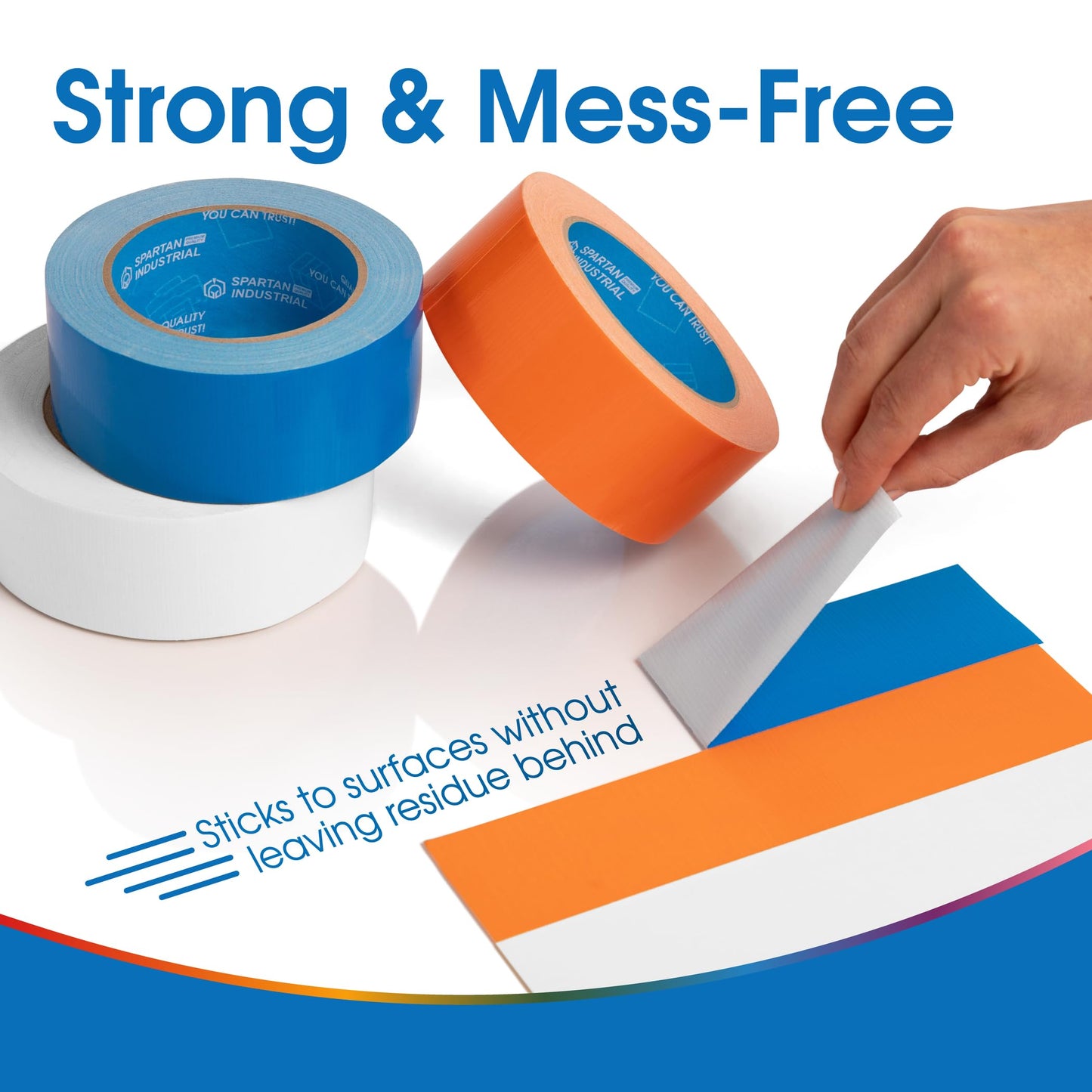 SPARTAN INDUSTRIAL - 2" X 30 yd Red Duct Tape - 2 Colored Tape Rolls for Crafts, Repairs, and More - No Residue, 9 Mil