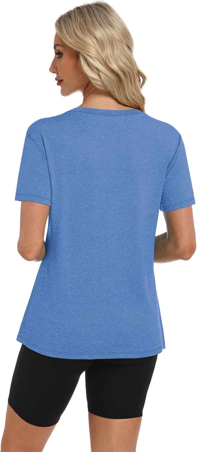 Skiennix Women's Workout Tops - Short Sleeve Summer Athletic Shirts for Yoga & Fitness | S-3XL