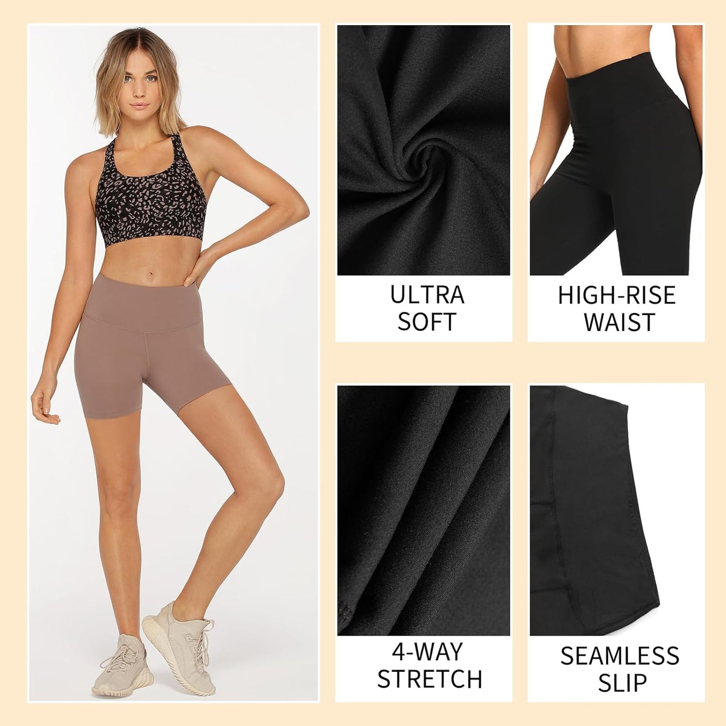 TNNZEET Biker Shorts for Women - High Waisted Tummy Control Spandex | 5''/8''/3'' Sizes for Yoga & Gym