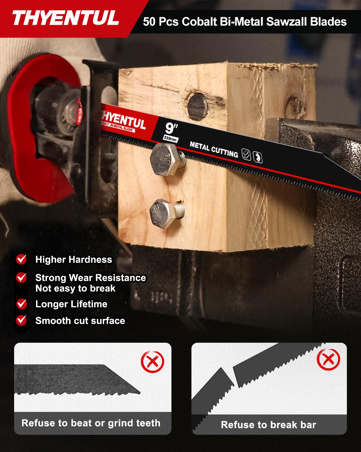 25-Pack 9-Inch Bi-Metal Reciprocating Saw Blades - 14/18 TPI for Medium Metals