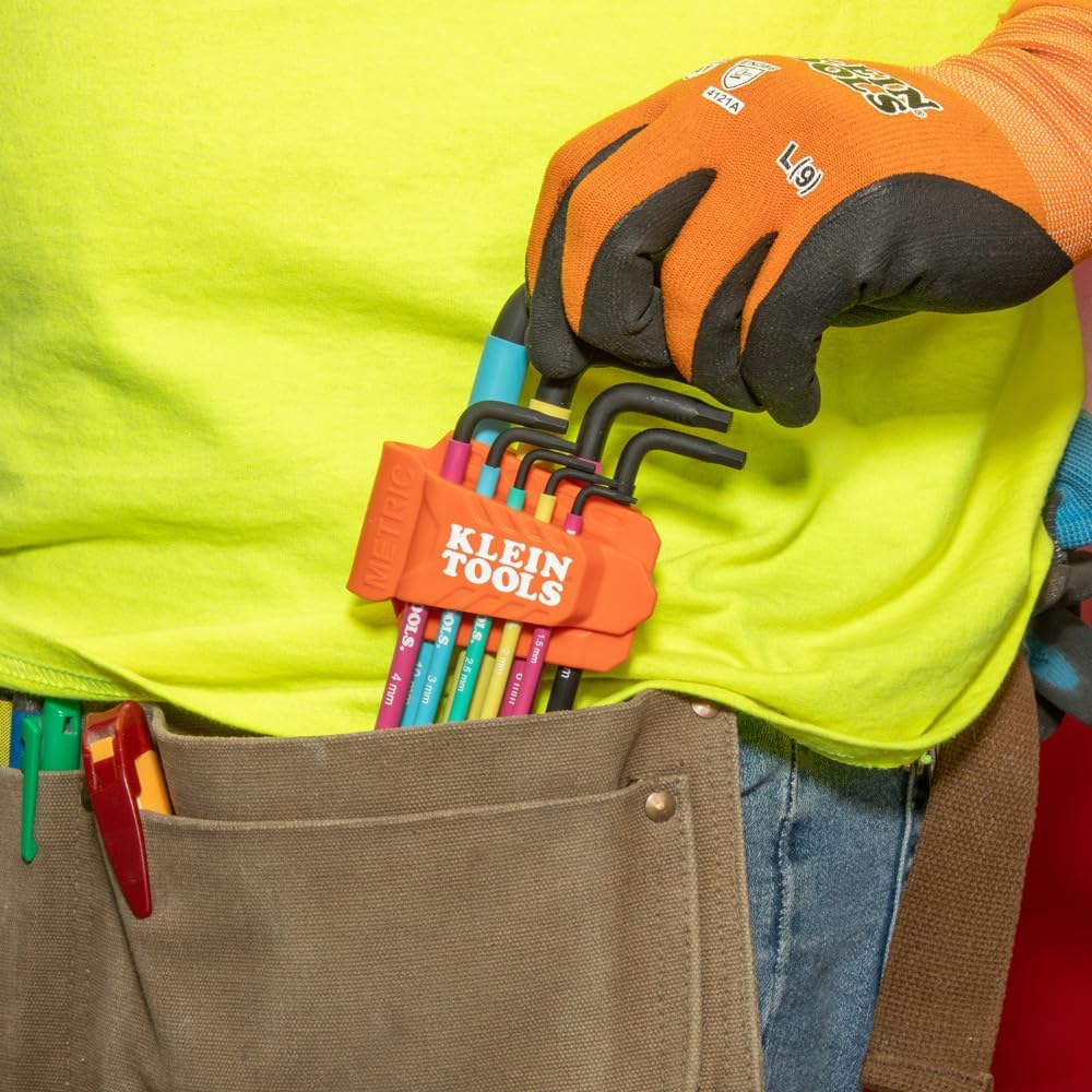 Klein Tools 18-Piece Hex Key Wrench Set - Color Coded, SAE & Metric, Long Arm & Ball End
