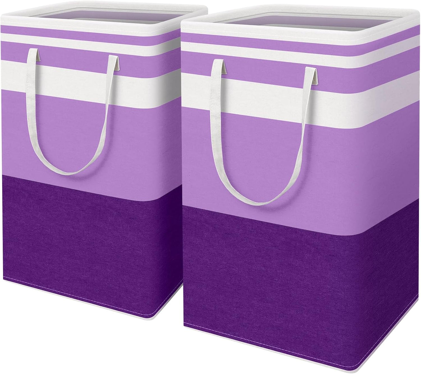 Waterproof 100L Laundry Basket Set - Collapsible Freestanding Hamper with Extended Handles - 2-Pack Gradient Grey for Clothes & Toys