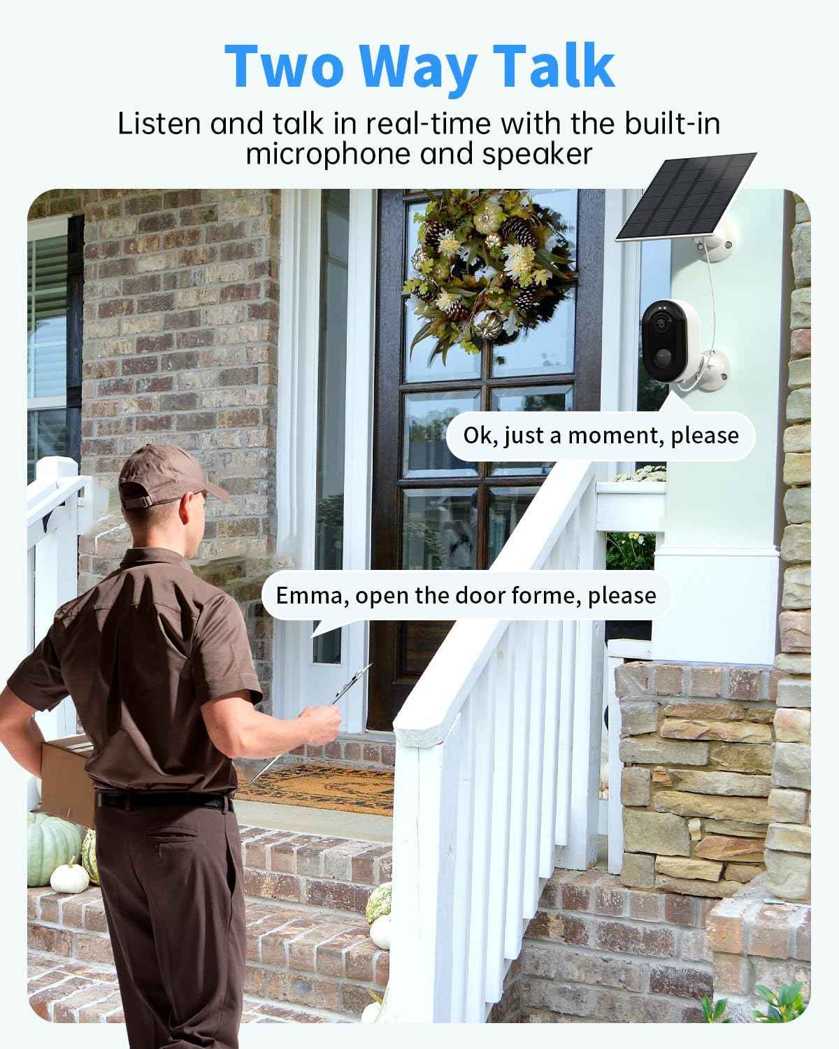 Wireless Outdoor Security Cameras 2-Pack - Solar Battery, 2K Color Night Vision, AI Motion Detection, IP66 Weatherproof, 2-Way Talk
