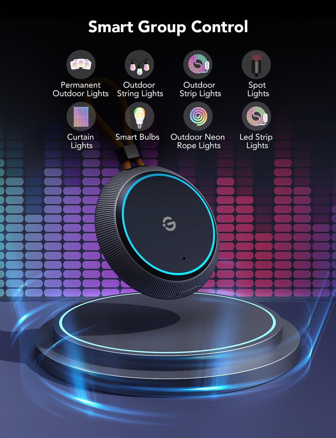 Govee Outdoor Light Show Box - Bluetooth Music & Scene Modes, IP65 Waterproof, Battery Powered