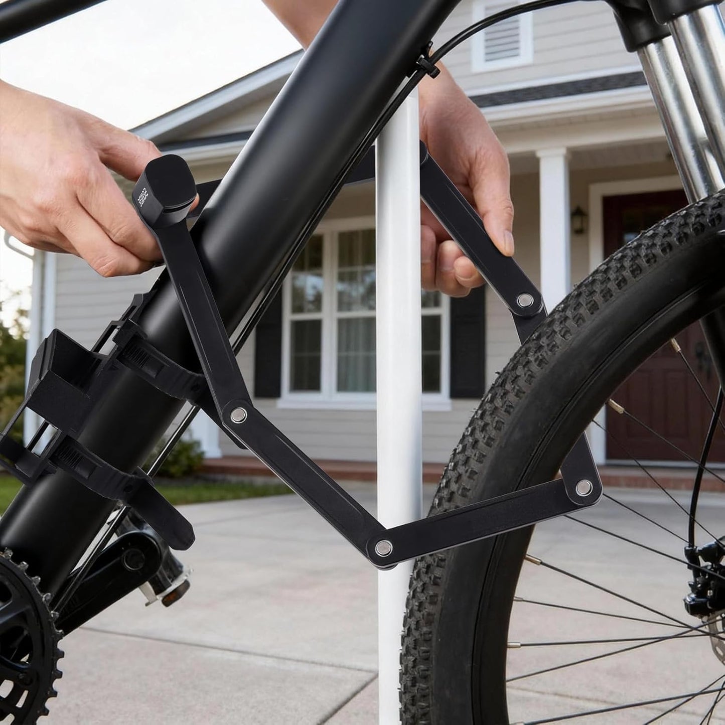 Skiennix Folding Bike Lock - Heavy Duty Anti-Theft Alloy Steel with Mounting Bracket | 30-Inch Length, 2 Keys