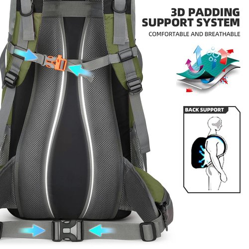 King'sGuard 70L Hiking Backpack with Rain Cover Lightweight Waterproof Travel Camping Backpack Large Backpacking Pack for Men and Women (Orange)
