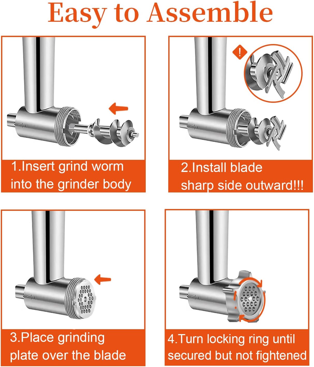 KitchenAid Meat Grinder & Cheese Grater Attachment Set - 4 Plates, 3 Sausage Tubes, Shredder & Burger Press